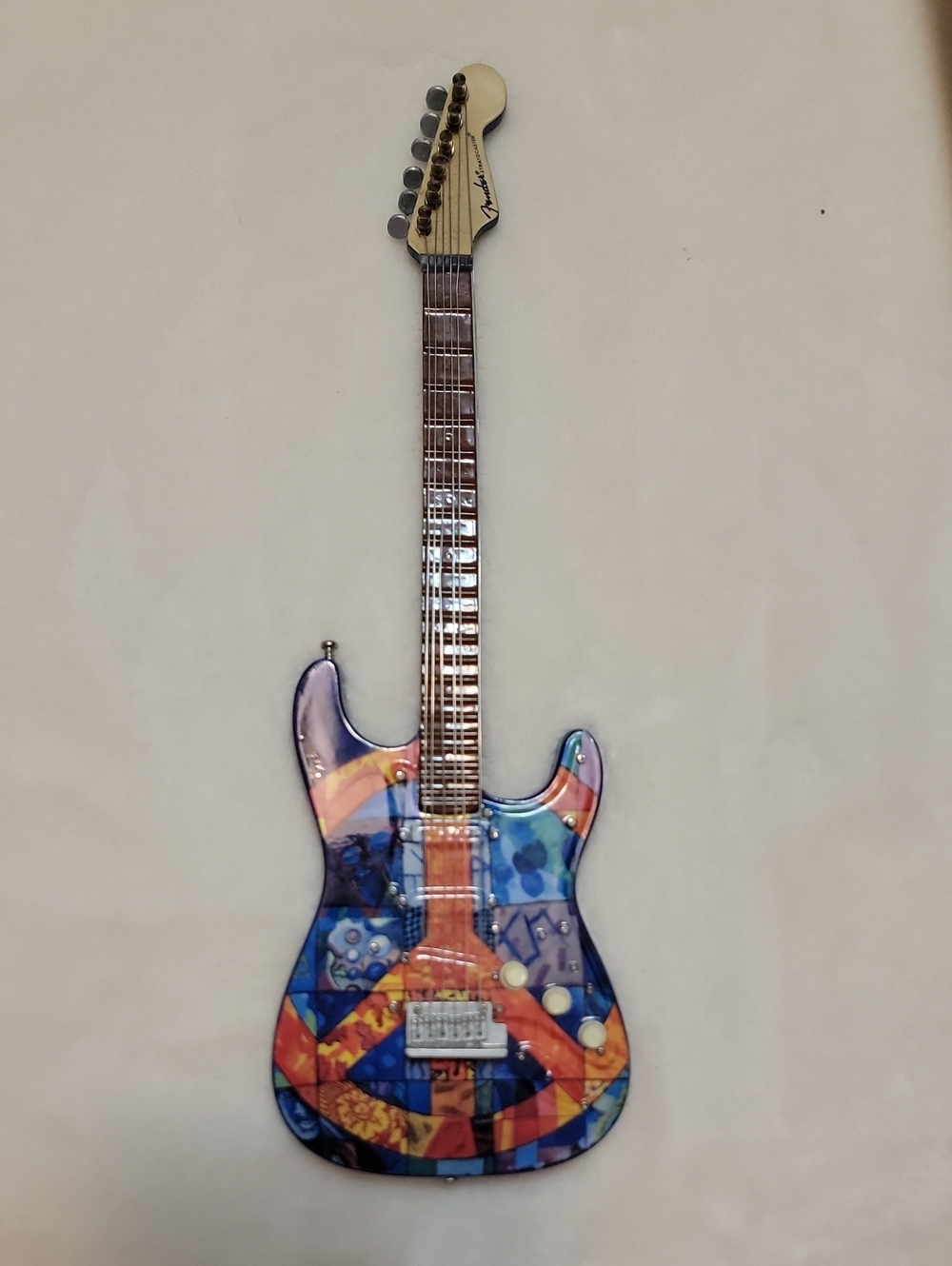 Colorful Abstract Electric Guitar Wall Art - Blue Multi